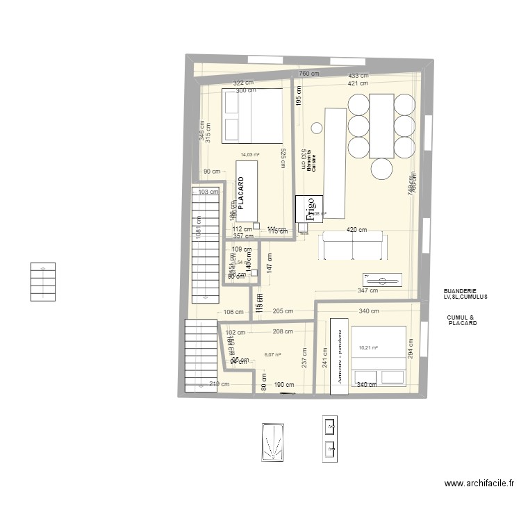 Appartement R+1 Définitif. Plan de 5 pièces et 77 m2