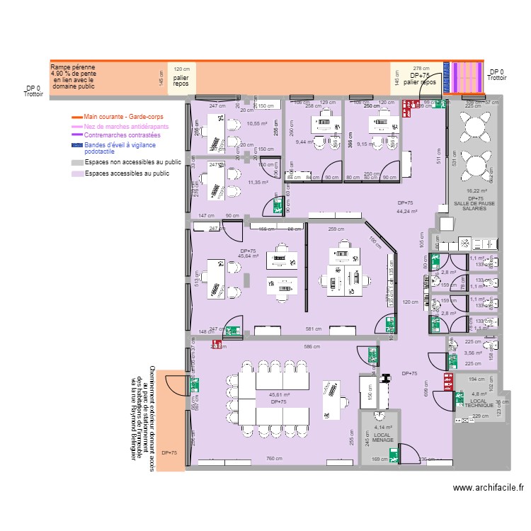 WIMOOV CHAMBÉRY APRÈS AMÉNAGEMENTS. Plan de 23 pièces et 250 m2