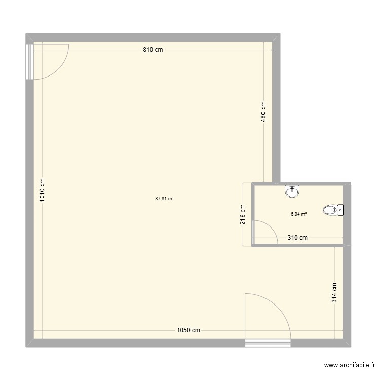 Scellerie V2. Plan de 2 pièces et 94 m2