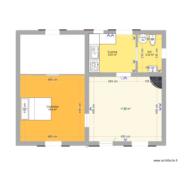 Ressons Le Long luminaire. Plan de 4 pièces et 55 m2