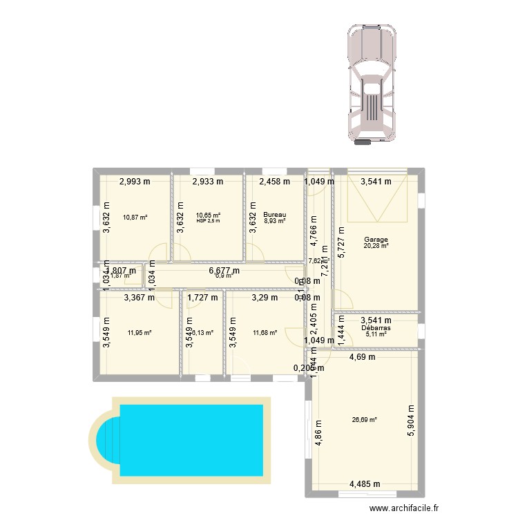 Maison2. Plan de 12 pièces et 129 m2