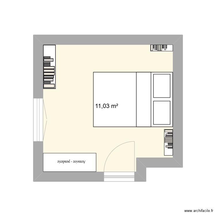 chambre plan 2 . Plan de 1 pièce et 11 m2