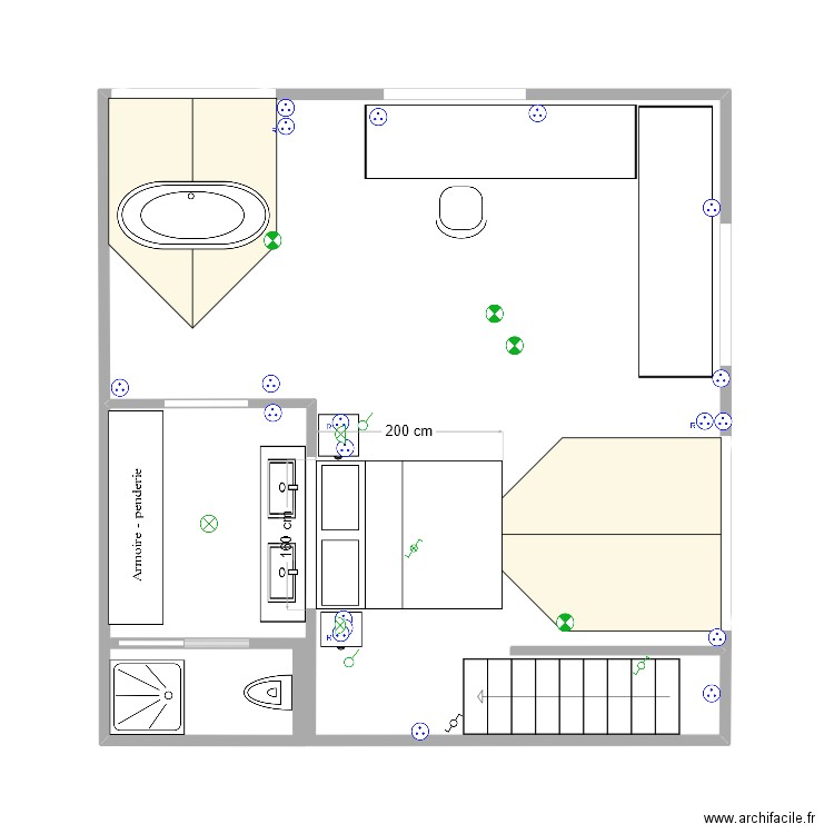 Etage Poussin Carantec 4 wc douche porte. Plan de 0 pièce et 0 m2