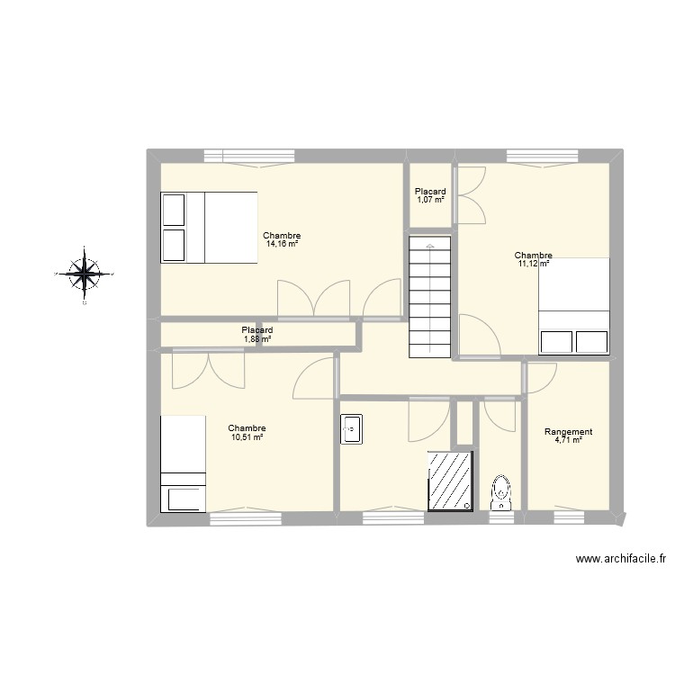 log niort. Plan de 8 pièces et 56 m2