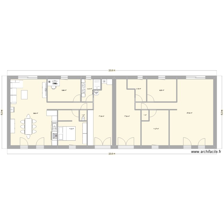 maison double. Plan de 12 pièces et 165 m2