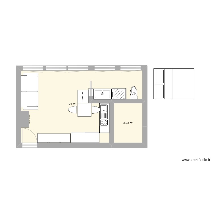 VANVES. Plan de 2 pièces et 24 m2