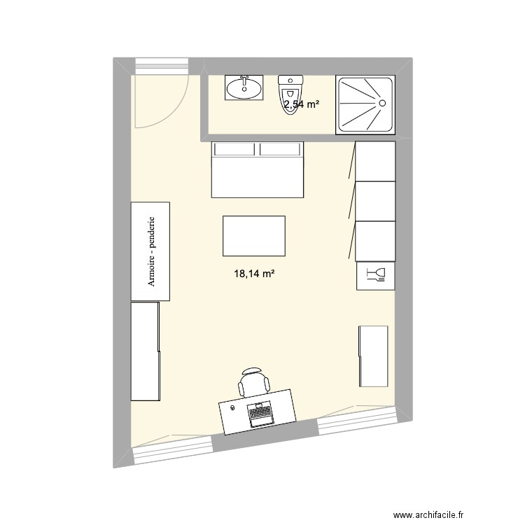 blainville 2. Plan de 2 pièces et 21 m2