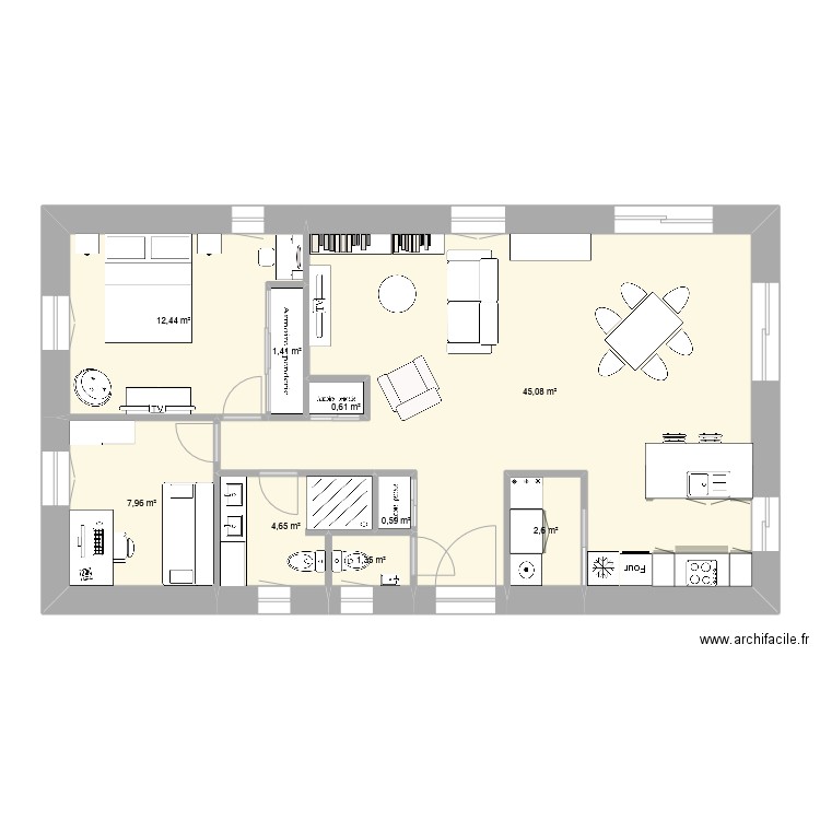 lot 28 dec. Plan de 9 pièces et 77 m2