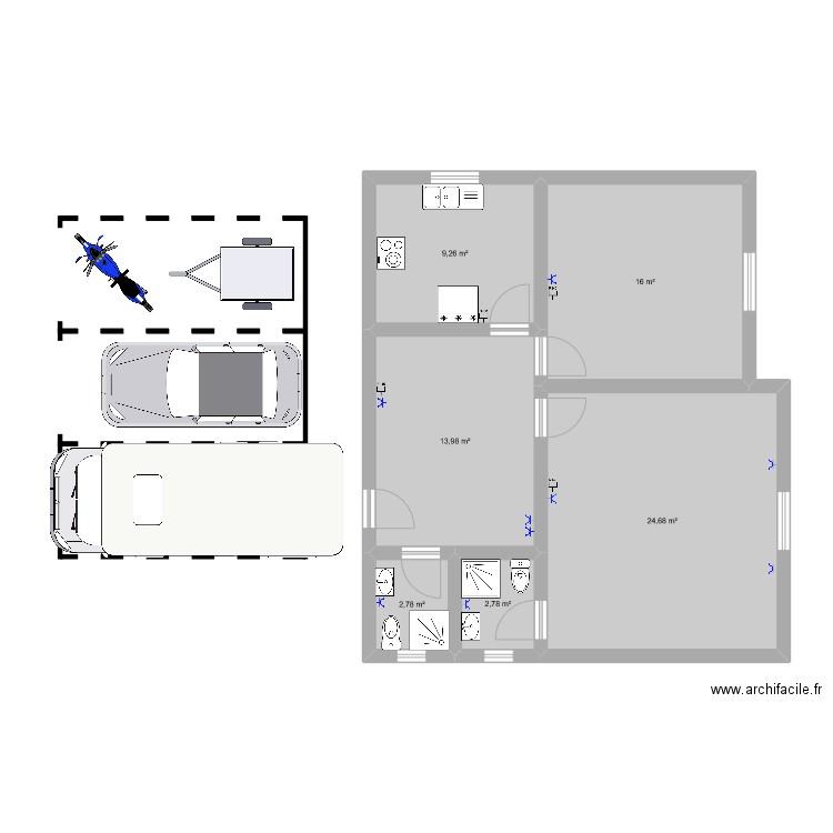 MAISON Boly. Plan de 6 pièces et 69 m2