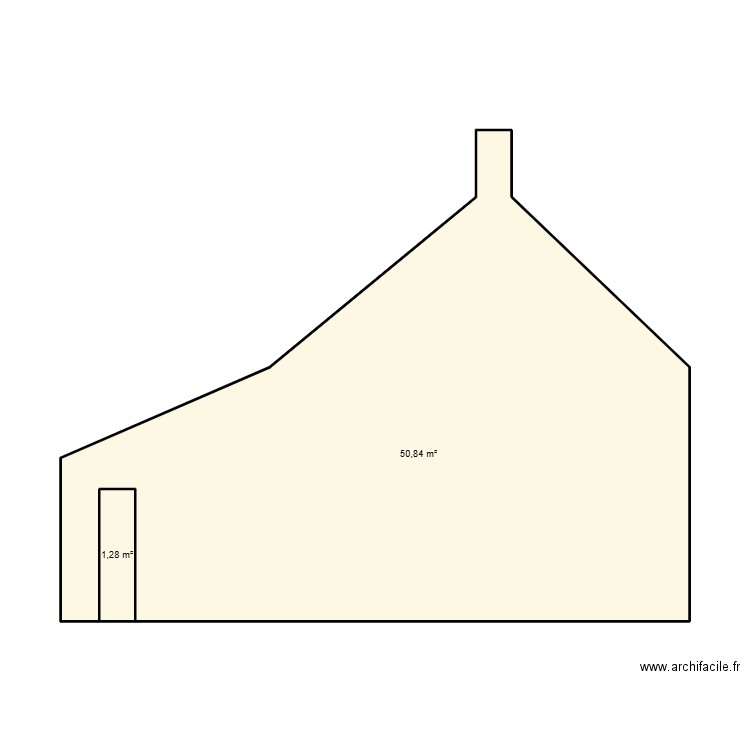 PLAN DE FACADE . Plan de 2 pièces et 52 m2