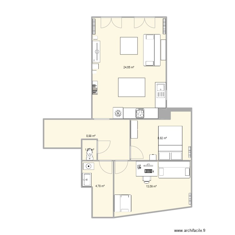 Appartement Bréal-sous-Monfort. Plan de 6 pièces et 61 m2