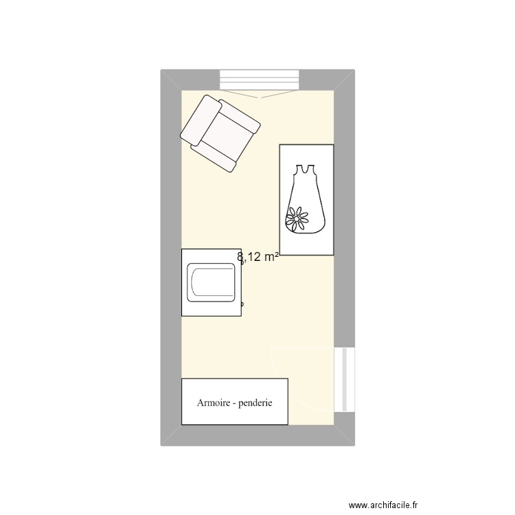 Baby Room. Plan de 1 pièce et 8 m2