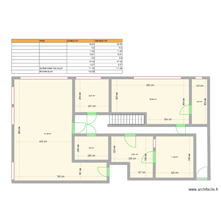 CLINIQUE . Plan de 7 pièces et 111 m2