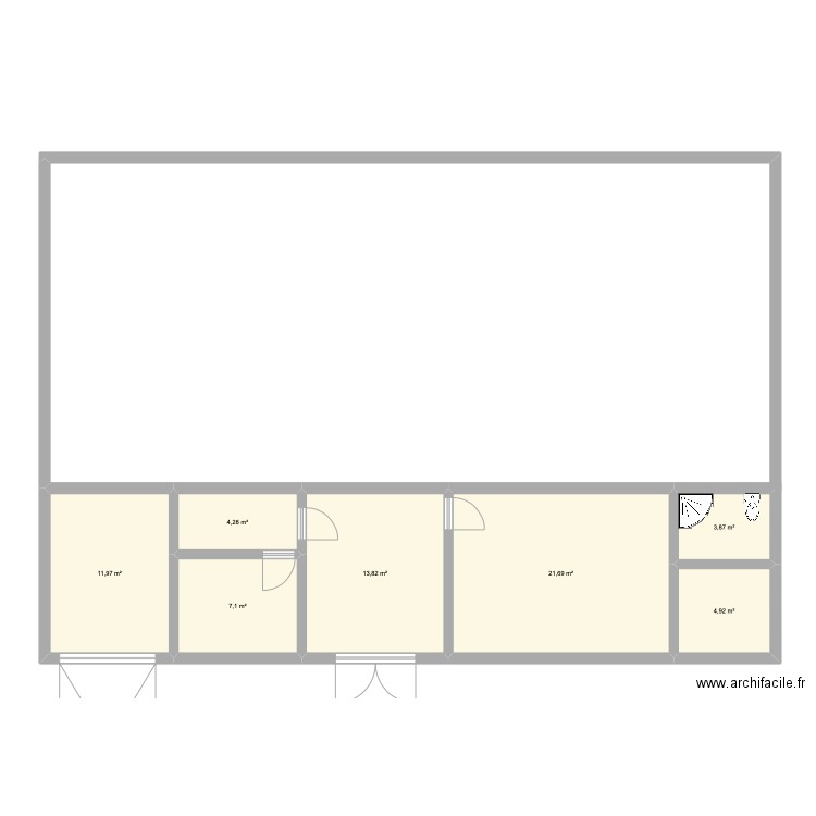 AMENAGEMENT GRANGE. Plan de 7 pièces et 68 m2