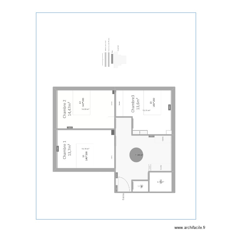 4 sq Chales Michel. Plan de 6 pièces et 63 m2