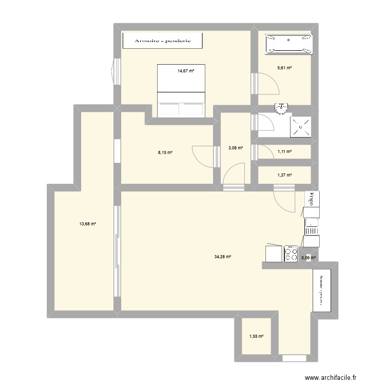 Appartement ginette javaux. Plan de 10 pièces et 84 m2