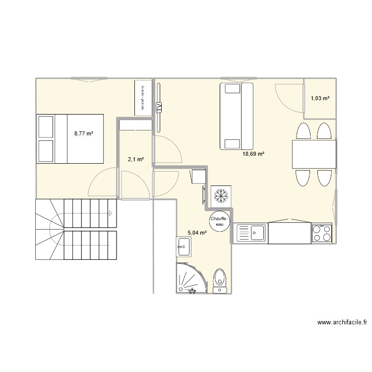 Projet millionnaire. Plan de 5 pièces et 36 m2