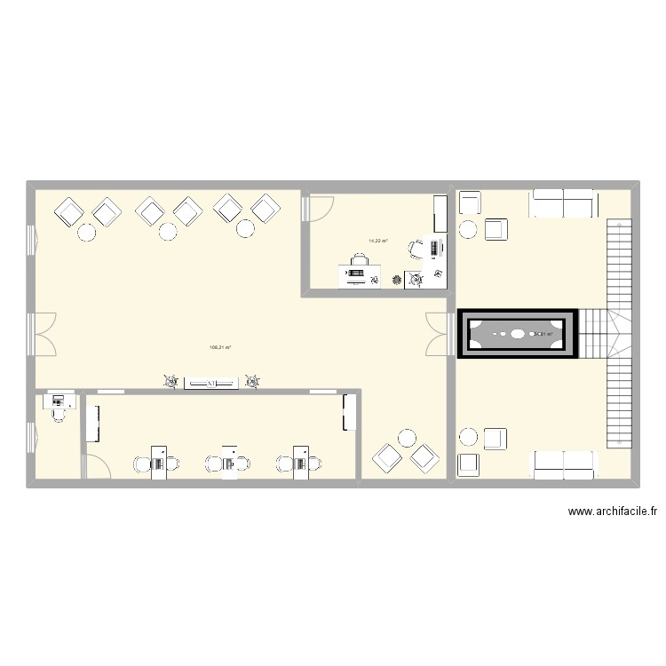 Projet sc. Plan de 3 pièces et 177 m2