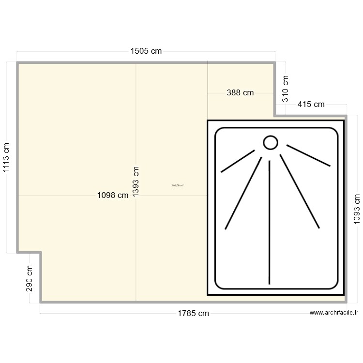 SDB. Plan de 1 pièce et 246 m2