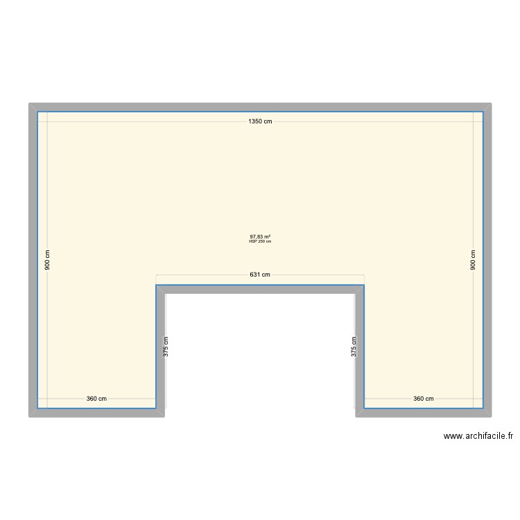 test. Plan de 1 pièce et 98 m2