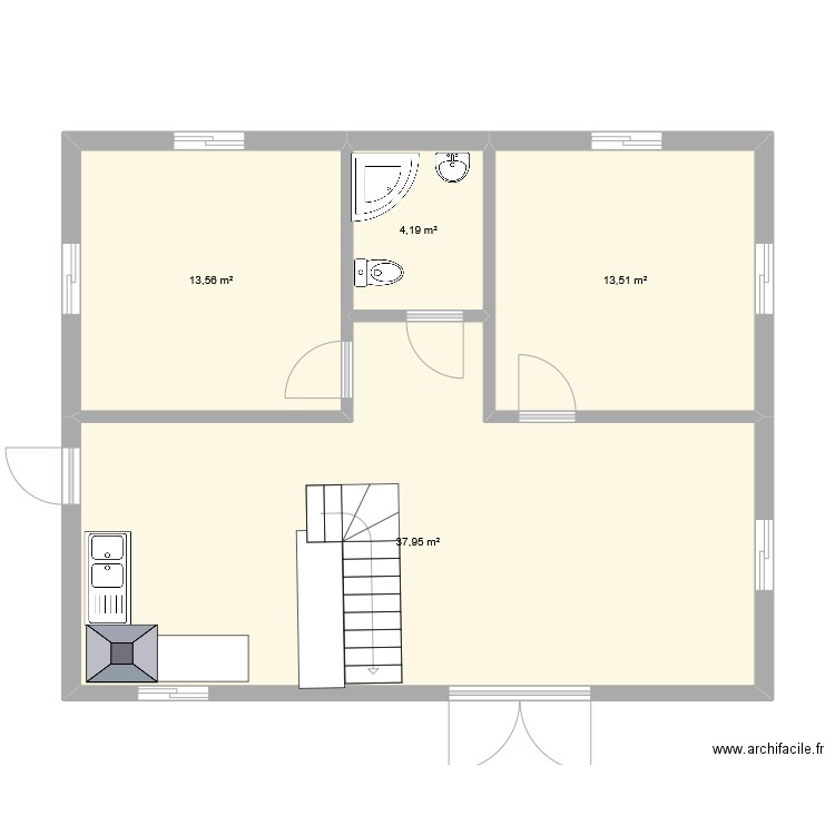 Plan_trano. Plan de 4 pièces et 69 m2