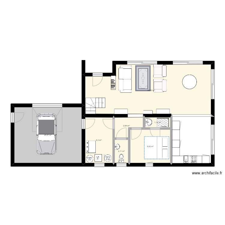 nordine maison. Plan de 7 pièces et 87 m2