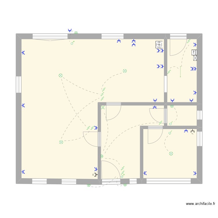 Flémalle rez. Plan de 4 pièces et 69 m2