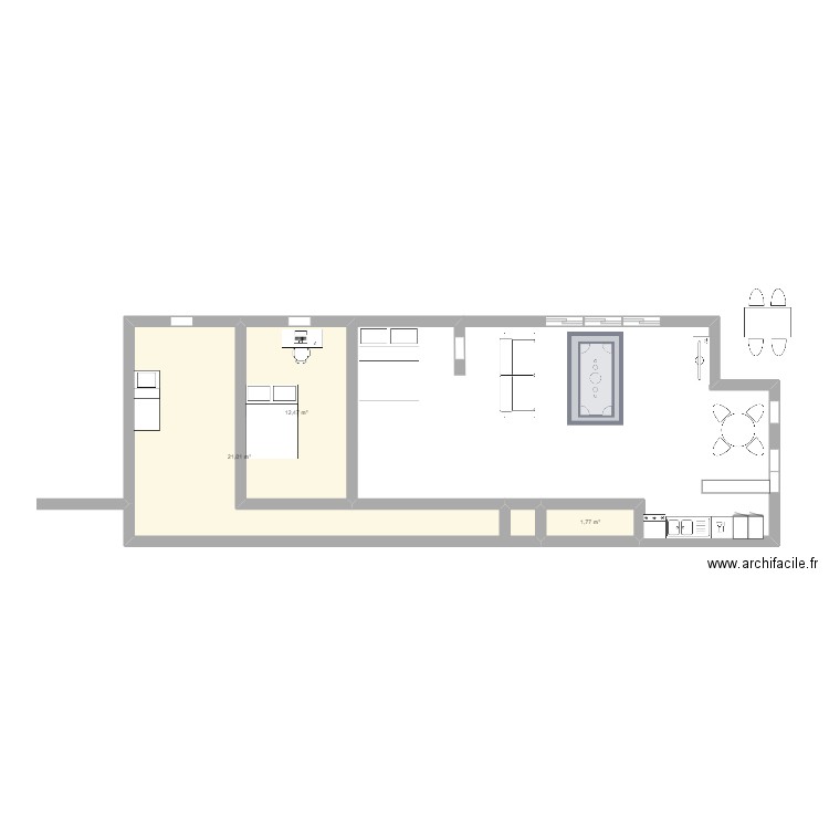 Appart Illiade. Plan de 3 pièces et 35 m2