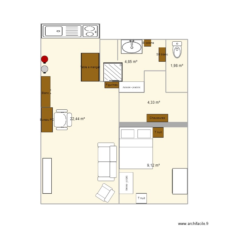 Appartement Ancenis. Plan de 5 pièces et 43 m2