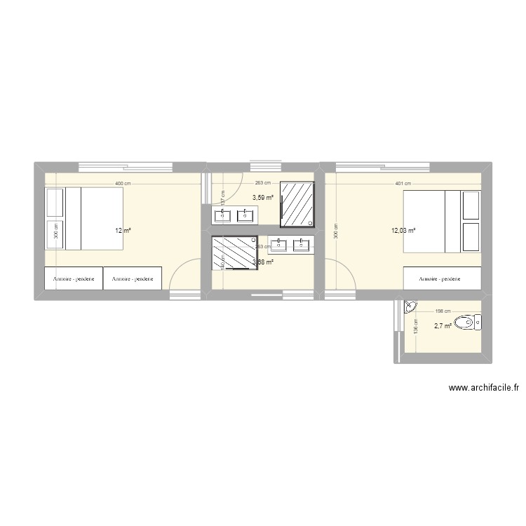 PROJET 1. Plan de 5 pièces et 34 m2