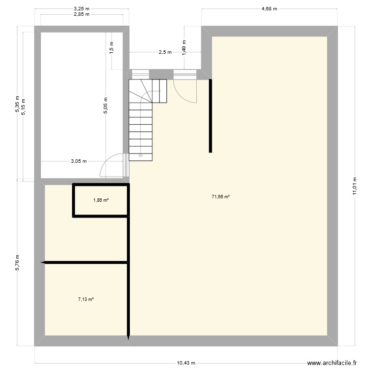 MAISON1. Plan de 3 pièces et 81 m2