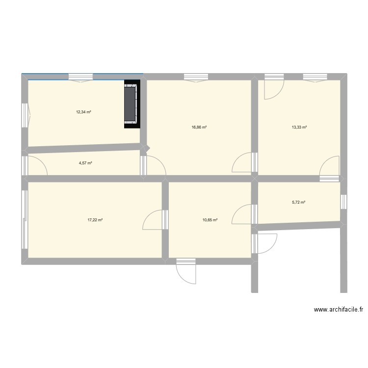 Maison St Nab RdC. Plan de 7 pièces et 81 m2