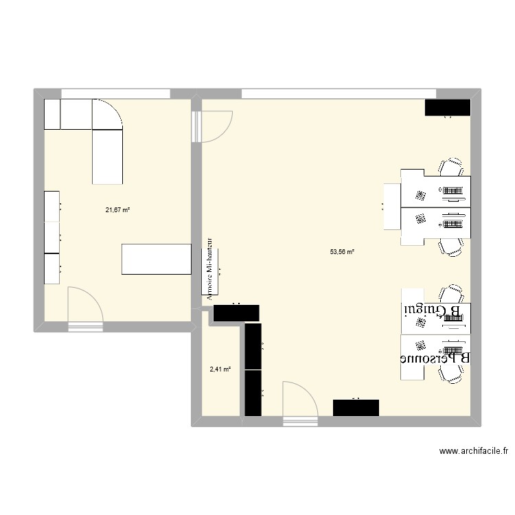 Bureau Plan. Plan de 3 pièces et 78 m2