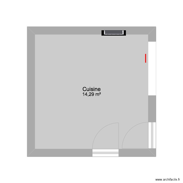 Cuisine. Plan de 1 pièce et 14 m2