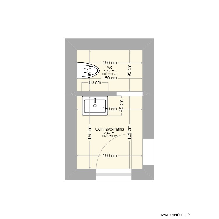 labergère. Plan de 2 pièces et 4 m2