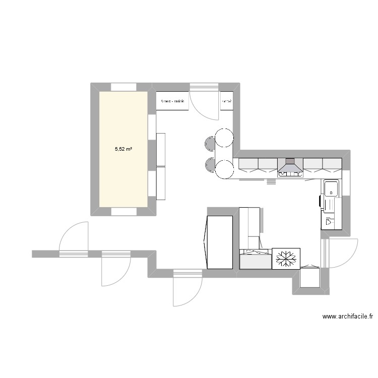 Kitchen improvement. Plan de 1 pièce et 6 m2