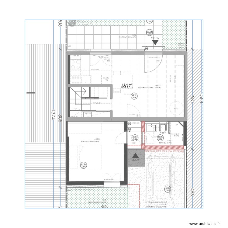 CASA LARMOR . Plan de 1 pièce et 18 m2