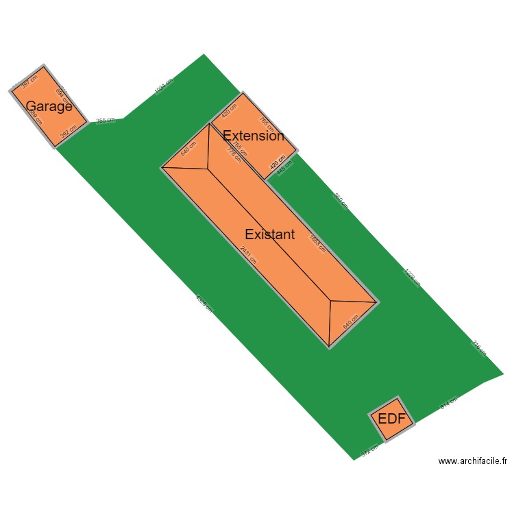 DP2 Plan de masse. Plan de 4 pièces et 224 m2