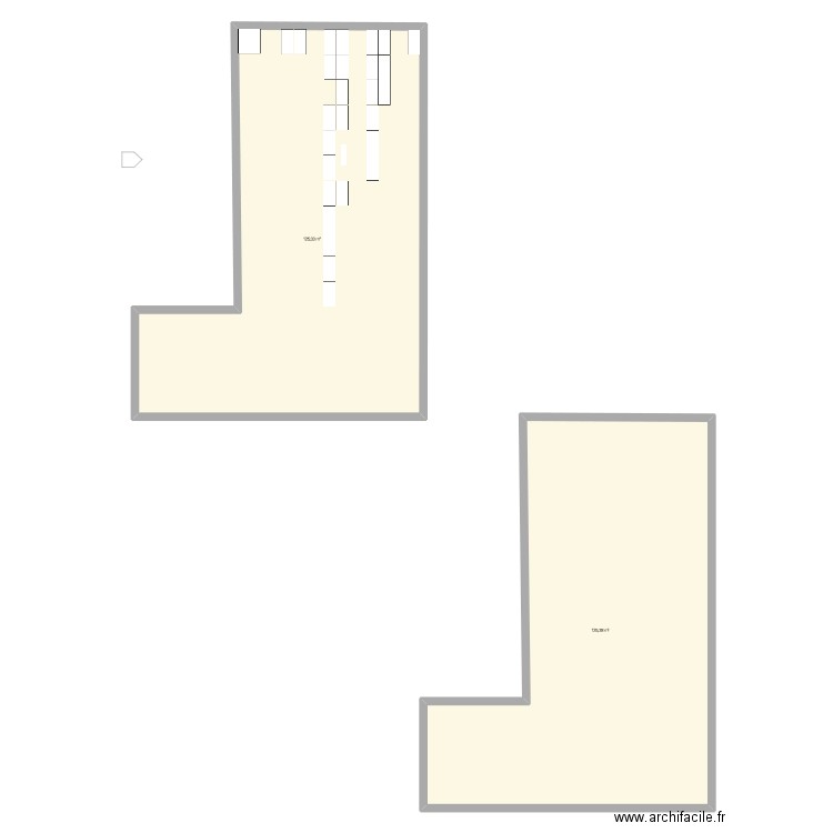 magasin. Plan de 2 pièces et 251 m2