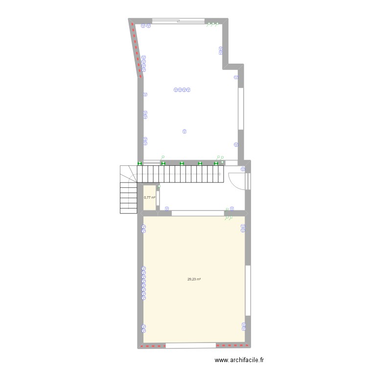 MAISON . Plan de 2 pièces et 30 m2