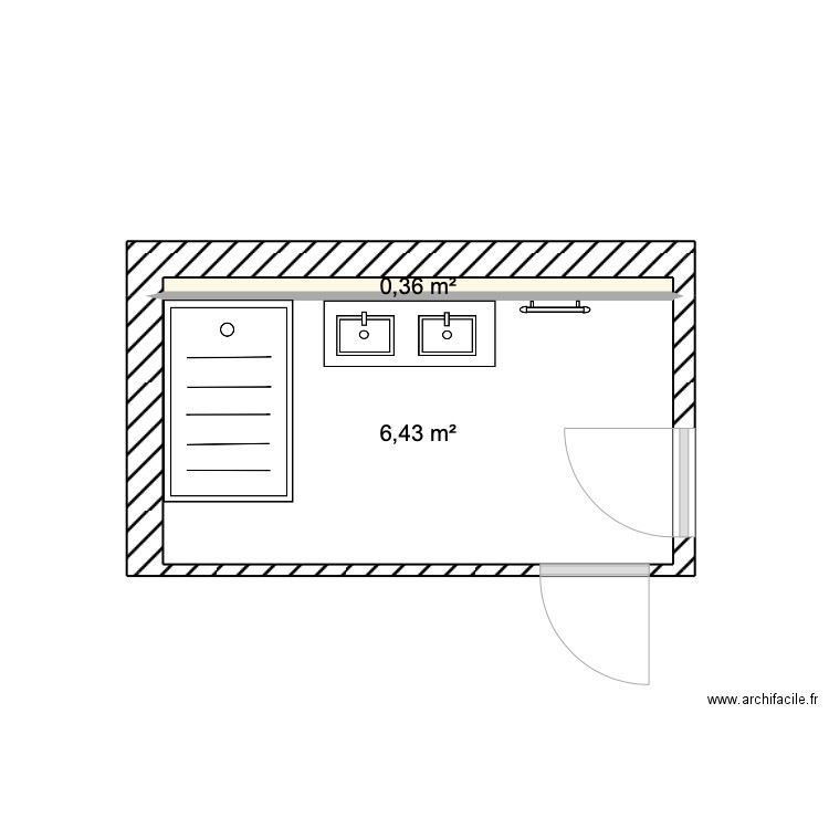 SdB premier. Plan de 2 pièces et 7 m2