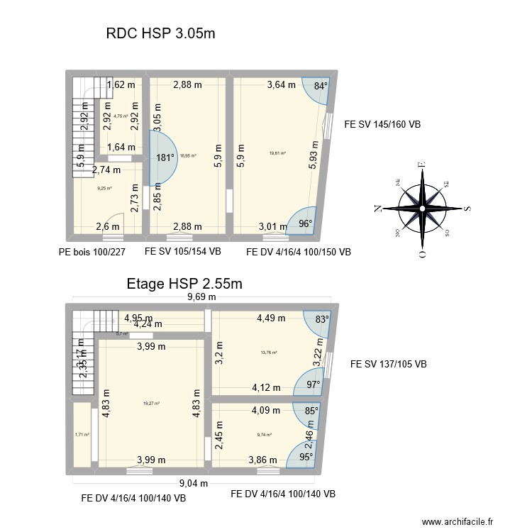 GONTARD. Plan de 9 pièces et 101 m2