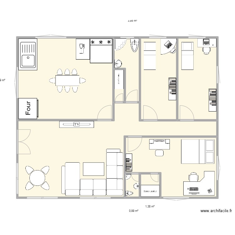 TABRIZ. Plan de 7 pièces et 99 m2