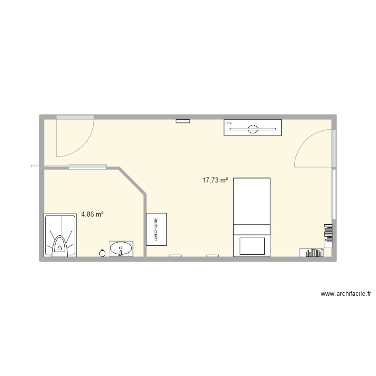 Foyer Bourgarel. Plan de 2 pièces et 23 m2