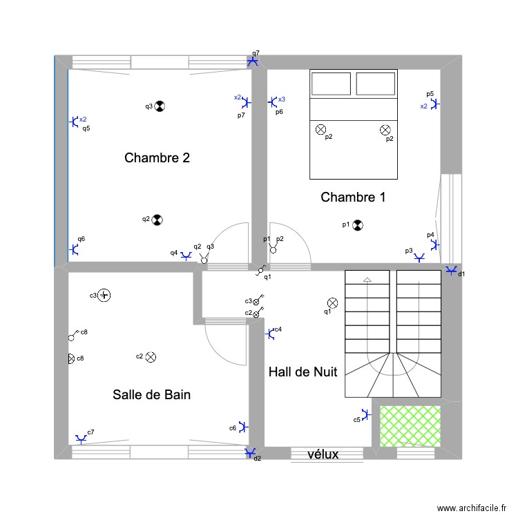 etage 90 c shéma électrique. Plan de 5 pièces et 43 m2