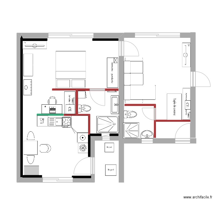 Chambre 7 - Chambre 6 - V6 (plus grande). Plan de 0 pièce et 0 m2