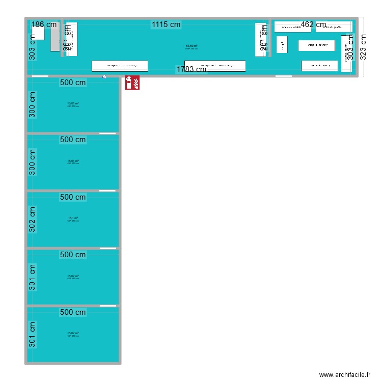 unité CNO. Plan de 6 pièces et 129 m2