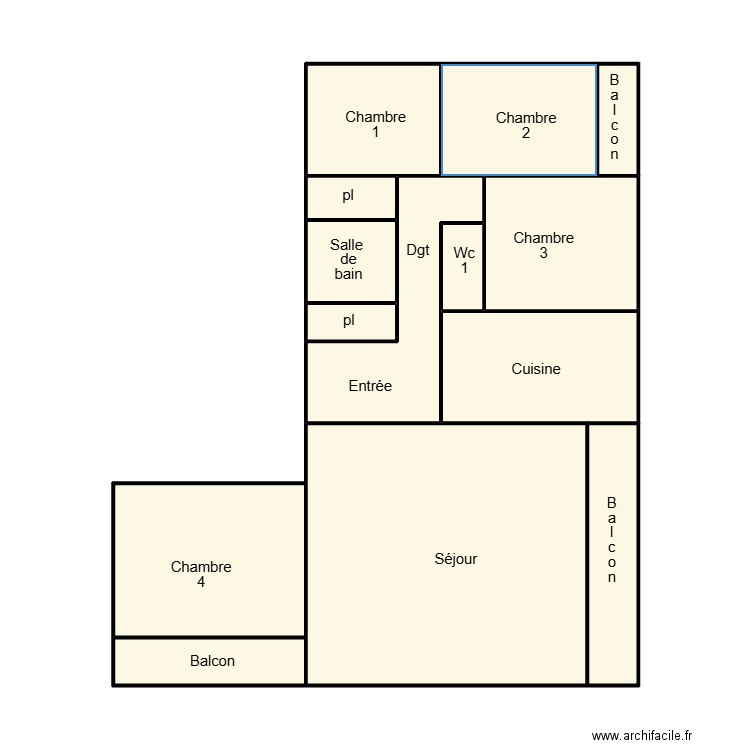 QUIMPER VESSER. Plan de 14 pièces et 58 m2