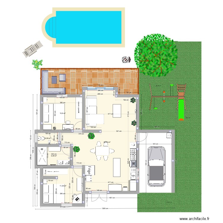 TilineNana. Plan de 5 pièces et 76 m2