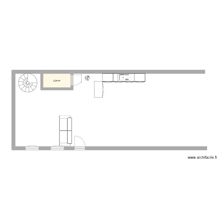 maison. Plan de 1 pièce et 2 m2